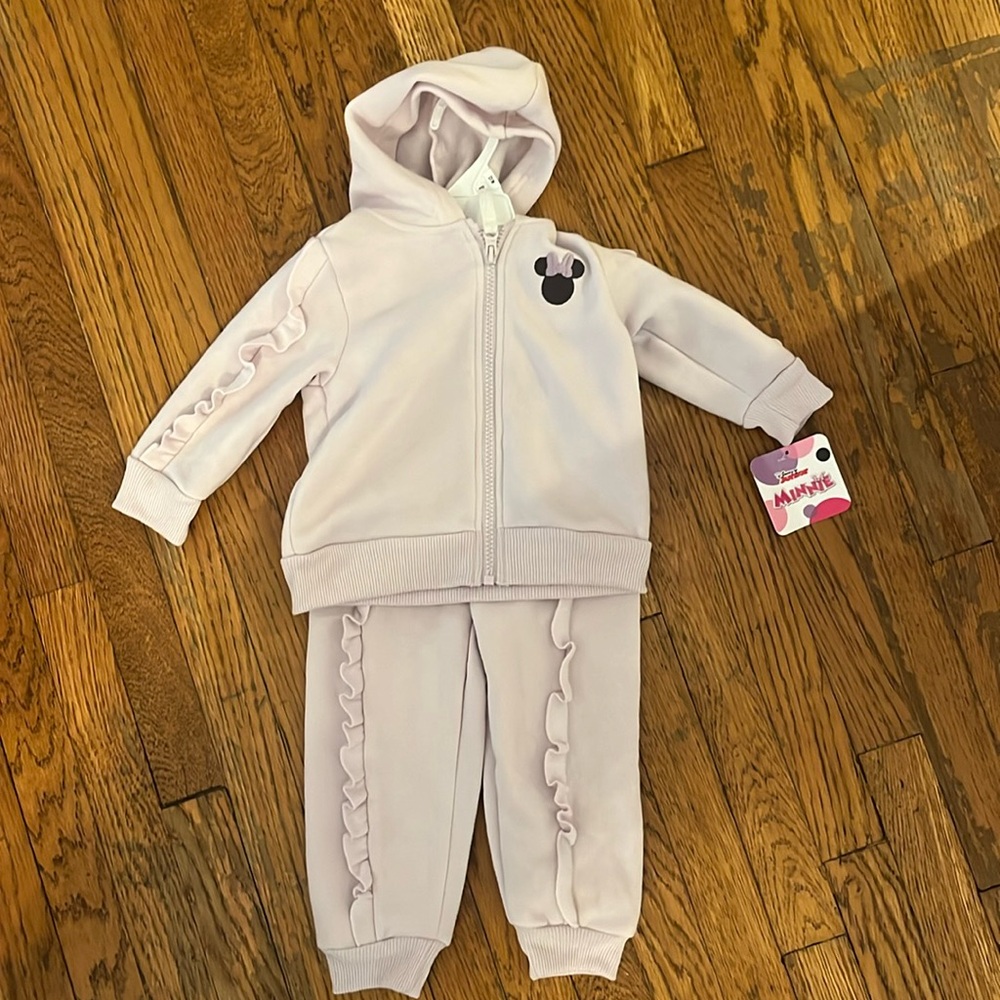 Toddler mini mouse sweatpants and jacket set.
